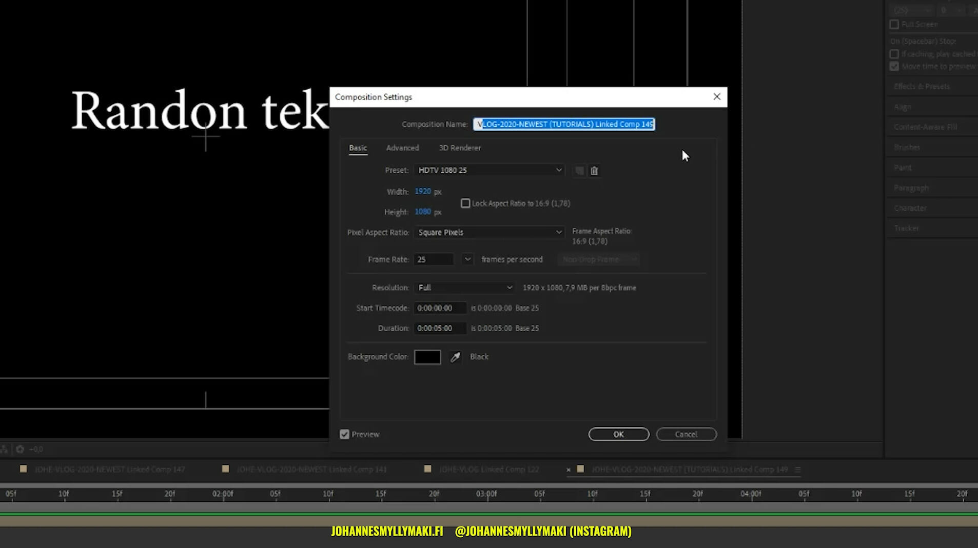 linkitetty kompositio, linked composition after effects
