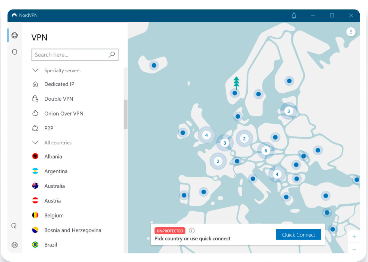 nordvpn käyttöliittymä